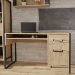 Biurko loftowe 130x60 cm z półką, szufladą i szafką